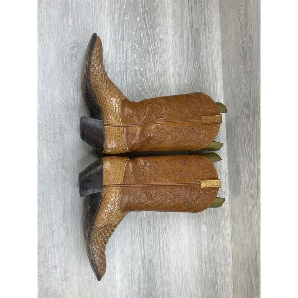 Dan Post Exotic Python Snakeskin 8.5A Leather Western Cowgirl Boots Women's